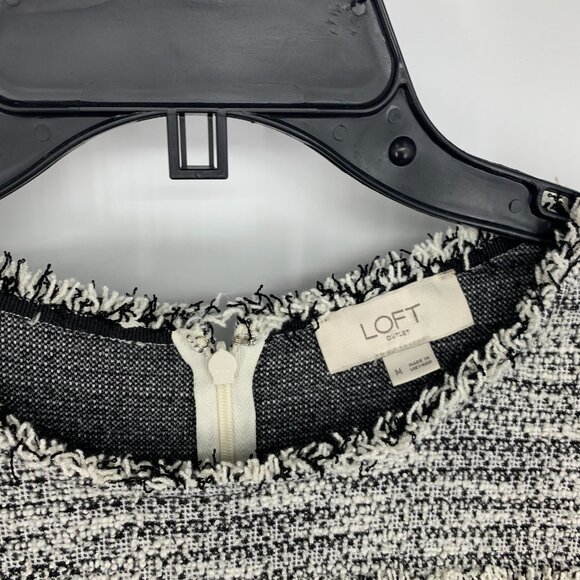 LOFT Dress Tweed Shift Short Sleeve Fringe Fray Mini - Picture 4 of 10